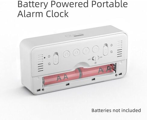 Digital Alarm Clock Battery Powered with Date | Indoor Temperature | Humidity | LCD Display | Dual Alarms | Snooze and Backlight Desk Small Clock (White) in Saudi Arabia
