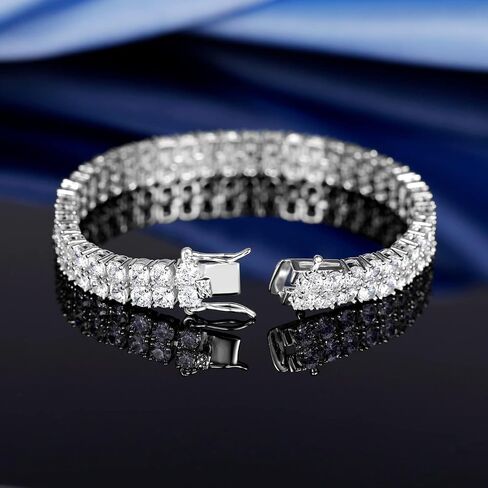 Women's Moissanite bracelet, double row tennis diamond bracelet, 24K white gold Moissanite bracelet in Saudi Arabia