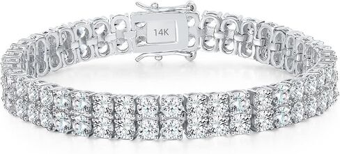 Women's Moissanite bracelet, double row tennis diamond bracelet, 24K white gold Moissanite bracelet in Saudi Arabia