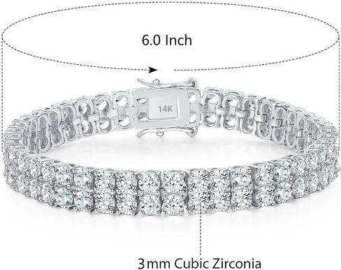 Women's Moissanite bracelet, double row tennis diamond bracelet, 24K white gold Moissanite bracelet in Saudi Arabia