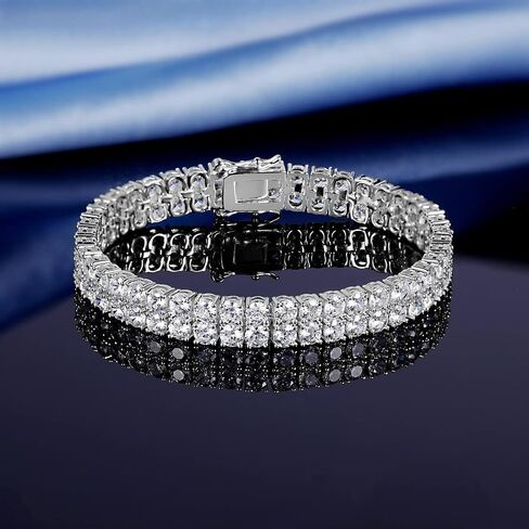 Women's Moissanite bracelet, double row tennis diamond bracelet, 24K white gold Moissanite bracelet in Saudi Arabia