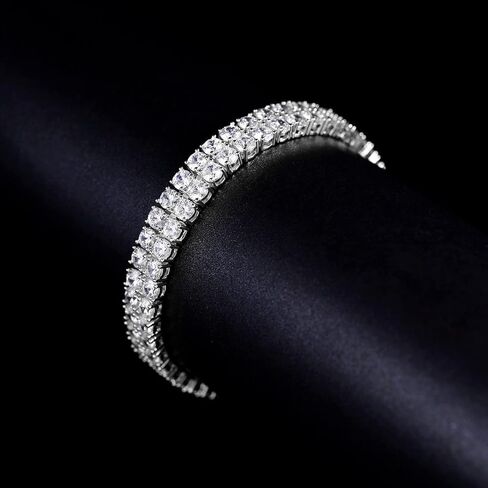 Women's Moissanite bracelet, double row tennis diamond bracelet, 24K white gold Moissanite bracelet in Saudi Arabia