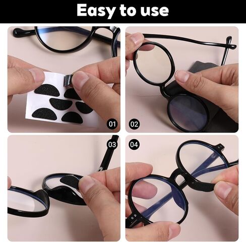 48 Pairs Anti Slip Eyeglass Noses Pads, 1.6mm Black Self-Adhesive Eyeglass Nose Pads Soft Foam Eyeglasses Nose Pad Replacement for Eyeglasses Sunglasses (Black) in Saudi Arabia