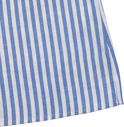 Womens Casual Dresses Striped Short Sleeved Smocked Henley Button A Line Mini Dress Summer Work Fashion Beach Shirt in Saudi Arabia