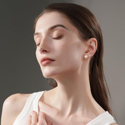 6/7/9mm Freshwater Pearl Stainless Steel Stud/Drop Earrings Birthday Jewelry Gift for Women in Kuwait