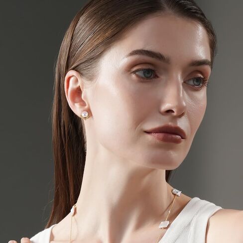 6/7/9mm Freshwater Pearl Stainless Steel Stud/Drop Earrings Birthday Jewelry Gift for Women in Kuwait