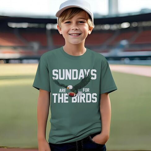 KEKEMI Boys Girls Football Ballgame Shirts Sundays for The Birds T-Shirt Game Day Outfit Kids Sports Tees Football Fans Tops in Kuwait