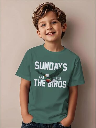 KEKEMI Boys Girls Football Ballgame Shirts Sundays for The Birds T-Shirt Game Day Outfit Kids Sports Tees Football Fans Tops in Kuwait