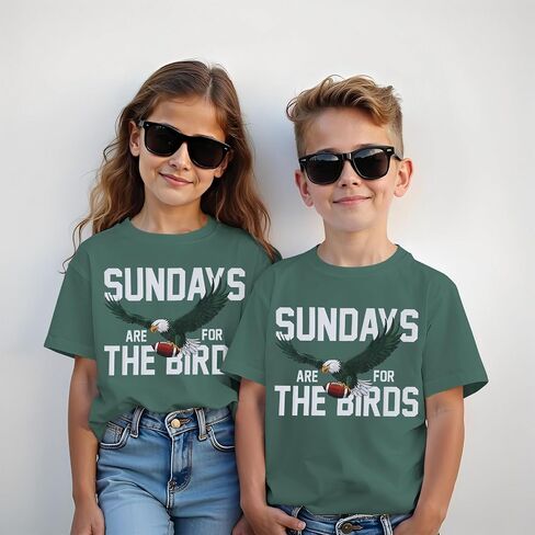 KEKEMI Boys Girls Football Ballgame Shirts Sundays for The Birds T-Shirt Game Day Outfit Kids Sports Tees Football Fans Tops in Kuwait