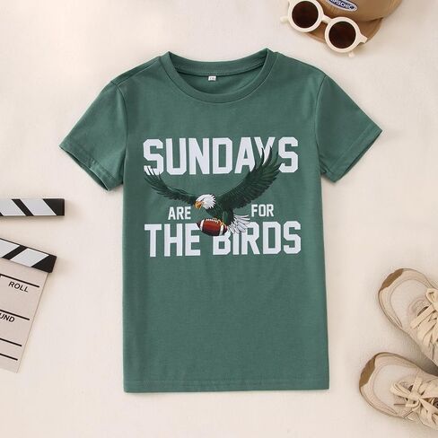 KEKEMI Boys Girls Football Ballgame Shirts Sundays for The Birds T-Shirt Game Day Outfit Kids Sports Tees Football Fans Tops in Kuwait