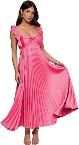 فساتين وصيفة الشرف من الساتان مطوي لحفلات الزفاف والأشرطة الكشكشة على شكل حرف a مشد فستان رسمي للحفلات المسائية TM193 in Kuwait