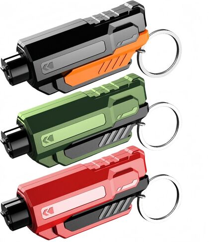 Window Breaker and Seatbelt Cutter Keychain,2 in 1 Car Safety Hammer Glass Break Under Water,Emergency Window Punch Escape Tool for Vehicle (3, redgreenorange) in Kuwait