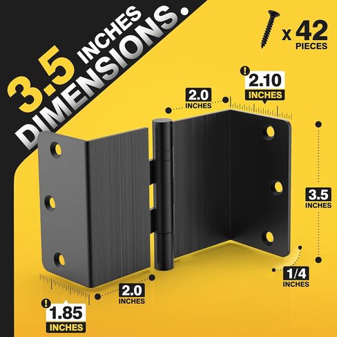 KOLET Offset Door Hinges, 3.5 Inches Expandable Door Hinges, 1/4" Radius Corner Ball Bearing Door Hinges, 2 Inches Widen Doorway, Smooth and Easy Installation, Brushed Nickel, 3 Packs in Saudi Arabia