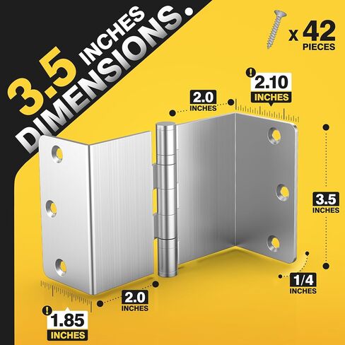 KOLET Offset Door Hinges, 3.5 Inches Expandable Door Hinges, 1/4" Radius Corner Ball Bearing Door Hinges, 2 Inches Widen Doorway, Smooth and Easy Installation, Brushed Nickel, 3 Packs in Saudi Arabia