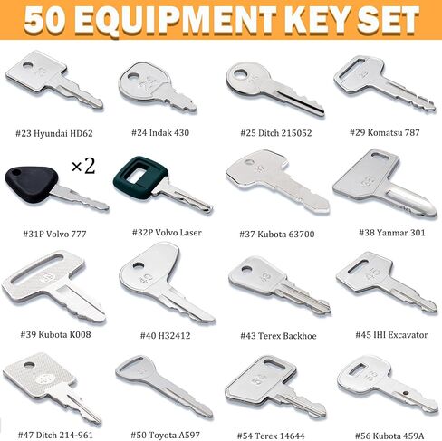 WAH LIN PARTS 100 مفتاح مختلف مجموعة مفاتيح المعدات الثقيلة / مجموعة مفاتيح إشعال البناء تناسب Cat JCB Komatsu Case John Deere Caterpillar Genie Hyster فولفو تويوتا نيو هولاند والمزيد in Kuwait