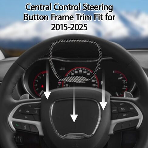 VANEST Central Control Steering Button Frame Trim Compatible with Dodge Challenger Durango 2015-2025, Car Interior Decoration Accessories (Black) in Kuwait