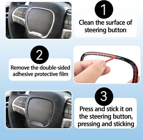 VANEST Central Control Steering Button Frame Trim Compatible with Dodge Challenger Durango 2015-2025, Car Interior Decoration Accessories (Black) in Kuwait