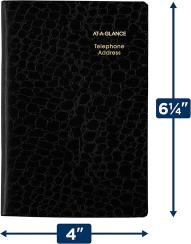 AT-A-GLANCE Telephone & Address Book, 600+ Entries, 4" x 6", Designer, Black (8040205) in Kuwait
