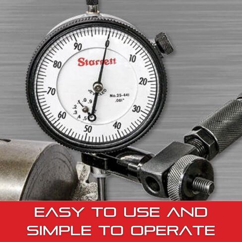 Starrett Universal Dial Test Indicator Set with Back Plunger for Full Use - White Face, 0-100 Reading, 200" Range, 0.001" Graduation, 1/4" Shank Diameter for Mounting - 196A6Z in Saudi Arabia