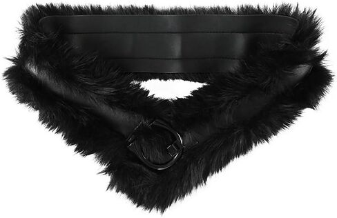 Women Faux Fur Belt Winter Warm Fluffy PU Leather Waistband Furry Wide Cinch Cowgirl Western Belts for Dress Sweater Overcoat in Saudi Arabia