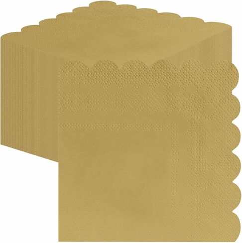 50 Pieces 3-ply Light Pink Napkins Disposable Folded 5 x 5 Inches Scalloped Cocktail Napkins Paper Napkins for Dinner Wedding Birthday Party Pink Dessert Napkins in Kuwait