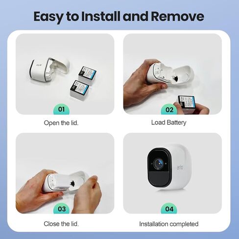 عبوتان من البطاريات مع شاحن LCD مزدوج للاستخدام مع كاميرات Arlo Pro وArlo Pro 2 - 2440 مللي أمبير في الساعة 3.85 فولت، تتضمن كابل USB-C، حماية من الحرارة الزائدة، للاستخدام الداخلي والخارجي in Kuwait