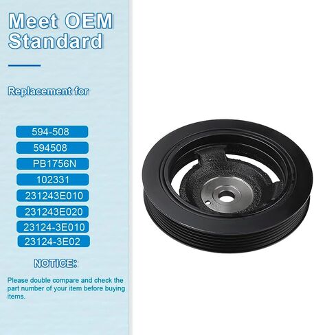 استبدال بكرة العمود المرفقي الموازن التوافقي JDMON لـ 594-508 231243E010 231243E020 متوافق مع Hyundai Santa Fe 2007-2009، Kia Magentis 2005-2009، Optima 2006-2010، Rondo 2007-2010 2.7L V6 in Saudi Arabia
