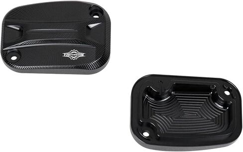 Aluminum Brake Reservoir Cover, Left and Right Side, for Harley Davidson Touring Street Glide, Road King, Ultra Limited (Black) in Saudi Arabia