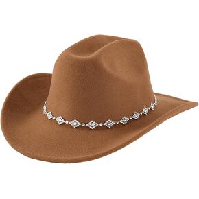 قبعة راعية البقر النسائية من حجر الراين قبعات رعاة البقر ذات حافة واسعة غربية in Kuwait