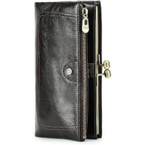 Kiss Lock Genuine Leather Wallet for Women Vintage Bifold RFID Card Holder with Coin Purse (Green) in Saudi Arabia