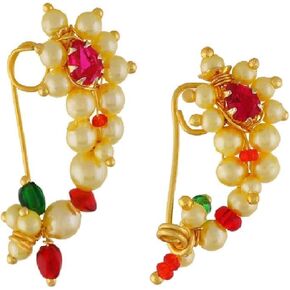 Women Maharashtrian Marathi Nathiya without pressing nose pin rings clip on nath in Saudi Arabia