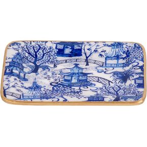 طبق صابون أبيض وأزرق مزخرف للحفلات من Jaye's Studio Garden للحمام، وصينية المينا، وصينية الغرور لخزانة الملابس، والكونترتوب، وصينية صابون الحوض للمكتب، وصينية المجوهرات الذهبية، ولوحة المفاتيح، والديكور الصيني in Kuwait