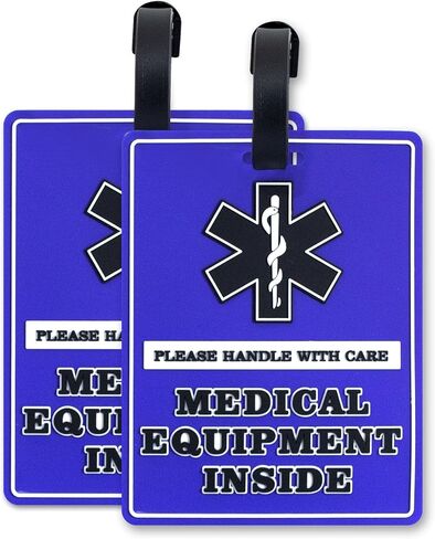 Medical Equipment Luggage Tags- 2 Pack Multi Functional Medical Device Luggage Tags for Medical Bags Medical ID Tags and Medical Alert Tags Bright Design for Easy Identification and Flying in Saudi Arabia