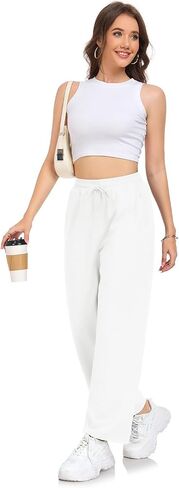 Womens Sweatpants Loose High Waist Wide Leg Lounge Pants Fall Outfits Athletic Joggers with Pockets in Kuwait