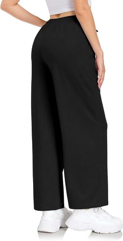 Womens Sweatpants Loose High Waist Wide Leg Lounge Pants Fall Outfits Athletic Joggers with Pockets in Kuwait