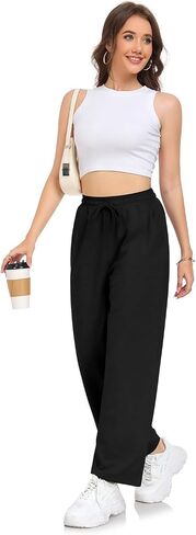 Womens Sweatpants Loose High Waist Wide Leg Lounge Pants Fall Outfits Athletic Joggers with Pockets in Kuwait