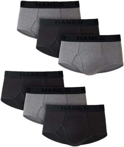 Hanes Men's Tagless Cotton Brief (Pack of 6), Black/Grey, Large in Kuwait