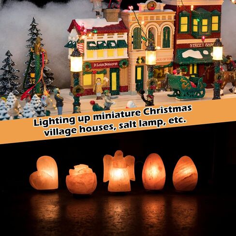 Meonum 2 قطعة سلك ملحق مع 5 مصابيح LED، ضوء قرية عيد الميلاد مع 2 صمامات، سلك ضوء ليلي LED مع مفتاح تشغيل/إيقاف لمنزل قرية عيد الميلاد، الحرف اليدوية، أشجار السيراميك للعطلات in Saudi Arabia