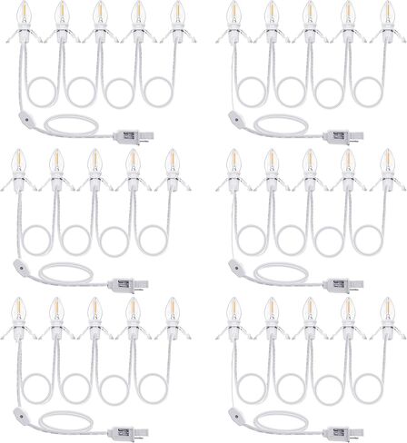 Meonum 2 قطعة سلك ملحق مع 5 مصابيح LED، ضوء قرية عيد الميلاد مع 2 صمامات، سلك ضوء ليلي LED مع مفتاح تشغيل/إيقاف لمنزل قرية عيد الميلاد، الحرف اليدوية، أشجار السيراميك للعطلات in Saudi Arabia
