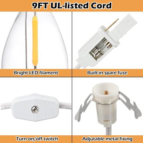 Meonum 2 قطعة سلك ملحق مع 5 مصابيح LED، ضوء قرية عيد الميلاد مع 2 صمامات، سلك ضوء ليلي LED مع مفتاح تشغيل/إيقاف لمنزل قرية عيد الميلاد، الحرف اليدوية، أشجار السيراميك للعطلات in Saudi Arabia