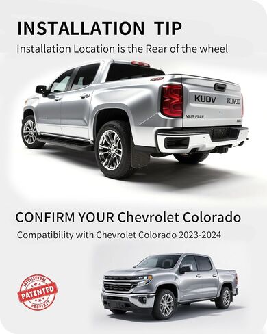 اللوحات الطينية للشاحنات، 2023-2024 Chevy Colorado واقيات الطين بدون حفر مع مشاعل الحاجز، واقيات رذاذ شديدة التحمل 4 قطع، تناسب OEM، مناسبة للمركبات ذات الحاجب العجلة in Saudi Arabia