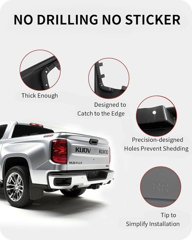 اللوحات الطينية للشاحنات، 2023-2024 Chevy Colorado واقيات الطين بدون حفر مع مشاعل الحاجز، واقيات رذاذ شديدة التحمل 4 قطع، تناسب OEM، مناسبة للمركبات ذات الحاجب العجلة in Saudi Arabia