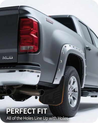 اللوحات الطينية للشاحنات، 2023-2024 Chevy Colorado واقيات الطين بدون حفر مع مشاعل الحاجز، واقيات رذاذ شديدة التحمل 4 قطع، تناسب OEM، مناسبة للمركبات ذات الحاجب العجلة in Saudi Arabia