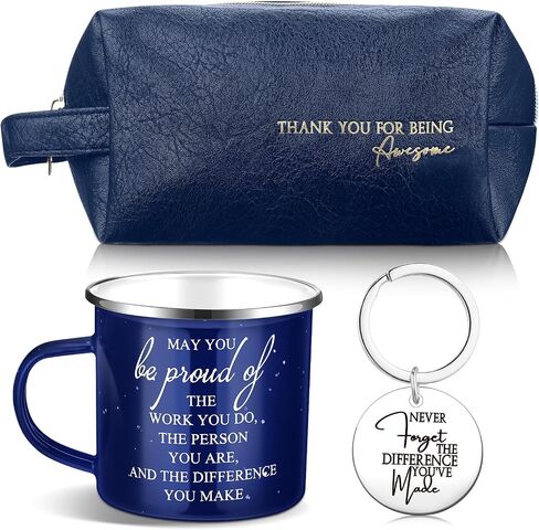 3 Pcs Thank You Gift for Men, Fathers Day Gift Set, Leather Toiletry Bag 12 oz Inspirational Enamel Mug Motivational Keychain May You Be Proud Sign Gift for Coach Men Teacher Male Staff Dad in Saudi Arabia