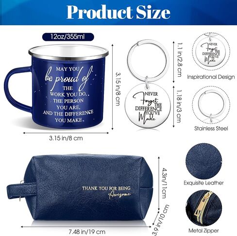 3 Pcs Thank You Gift for Men, Fathers Day Gift Set, Leather Toiletry Bag 12 oz Inspirational Enamel Mug Motivational Keychain May You Be Proud Sign Gift for Coach Men Teacher Male Staff Dad in Saudi Arabia
