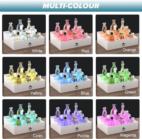 منظم كولونيا الخشب للرجال ، منظم العطور الكبير الإضافي ، وناهدات الشاشة ذات 4 طبقات تقف على خزانة الملابس ، والحفلات ، والأرقام ، والكب كيك ، والحلوى ، والمكياج - الأسود in Kuwait