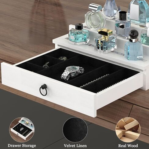 منظم كولونيا الخشب للرجال ، منظم العطور الكبير الإضافي ، وناهدات الشاشة ذات 4 طبقات تقف على خزانة الملابس ، والحفلات ، والأرقام ، والكب كيك ، والحلوى ، والمكياج - الأسود in Kuwait