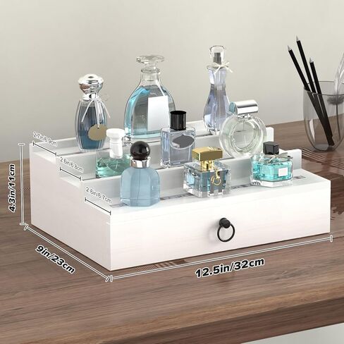 منظم كولونيا الخشب للرجال ، منظم العطور الكبير الإضافي ، وناهدات الشاشة ذات 4 طبقات تقف على خزانة الملابس ، والحفلات ، والأرقام ، والكب كيك ، والحلوى ، والمكياج - الأسود in Kuwait