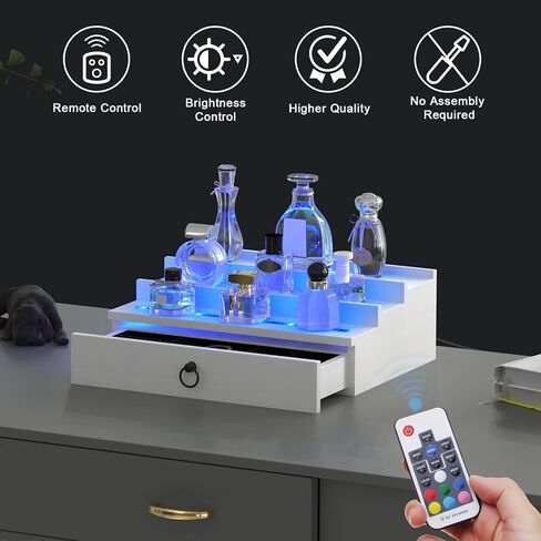 منظم كولونيا الخشب للرجال ، منظم العطور الكبير الإضافي ، وناهدات الشاشة ذات 4 طبقات تقف على خزانة الملابس ، والحفلات ، والأرقام ، والكب كيك ، والحلوى ، والمكياج - الأسود in Kuwait