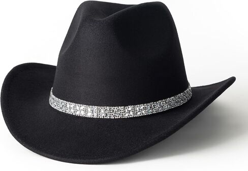 Lisianthus Women's Cowboy Hats - Felt Western Cowgirl hat Ladies with Rhinestone Band in Kuwait